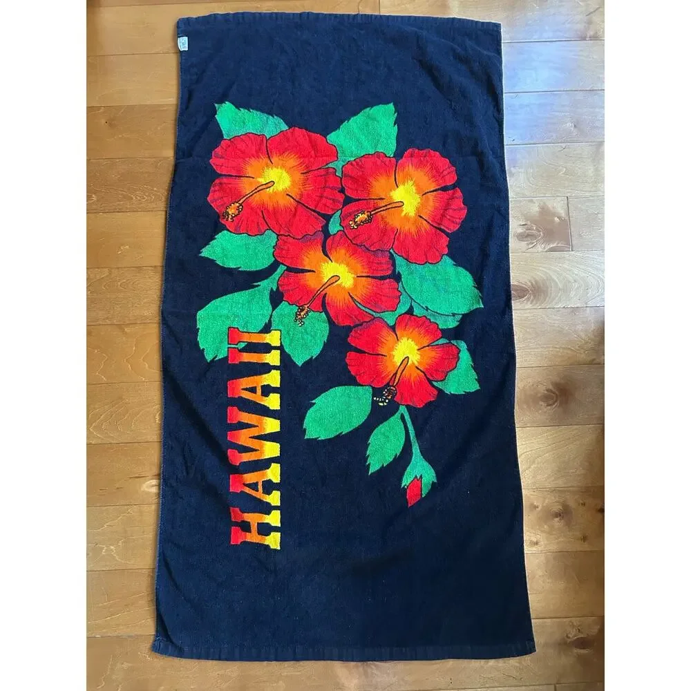 Hawaii Hawaiian Colorful Beach Bath Towel Flowers Large 30x56
